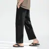 Calças Masculinas de Linho Nove Pontos Calças de Verão Estilo Chinês Masculino Calças Casuais Retas Largas Calças de Perna Larga 2026 Novo Estilo