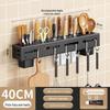 Faca rack de parede perfurado suprimentos de cozinha sem perfuração, faca de cozinha multi-funcional rack de armazenamento faca faca pauzinhos tubo rack de armazenamento integrado