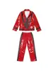 Disfraz Cosplay Infantil MJ Jackson Set de Chaqueta Roja Brillante de Cuero Ropa para Cosplay de Halloween para Niños Actuación en Escenario