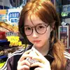Óculos grandes redondos estilo coreano, lisos, para estudantes do sexo feminino, podem ser equipados com lentes de grau para miopia, proteção ocular, bloqueio de luz azul e lentes sem grau