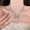 Colar de Borboleta Verde Estilo Doce e Cool, Moderno e Versátil, Sensação Fresca e de Alto Padrão, Colar de Borboleta Verde para o Dia a Dia