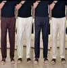 Pantalones Casuales de Seda Helada Estilo Nuevo de Verano, Suaves, Resistentes al Desgaste, de Secado Rápido, Alta Elasticidad, Transpirables, Pantalones Largos para Hombre, Pantalones de Lino