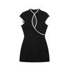 Comércio Exterior Transfronteiriço Roupas Femininas Verão 2026 Novo Estilo Chinês Doce Design Acabamento em Cor Contrastante Mini Vestido 2740111