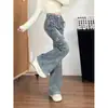 Pantalones largos de pierna ancha con tirantes para comercio transfronterizo, pantalones holgados de cintura alta estilo americano sexy para figuras petite, diseño retro de lazo