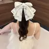 Pasador Original de Encaje y Satén con Lazo para Mujeres, Pinza para el Cabello de Agarre Trasero de Estilo Pequeña Fragancia de Alta Gama para Adultos