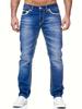 Pantalones Vaqueros para Hombre Elásticos de Mezclilla Pierna Pequeña Multi Bordado Adelgazantes Adelgazantes Azules Pantalones de Hombre, Adecuados para Todas las Estaciones
