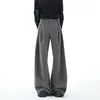 Pantalones de Pierna Ancha con Pliegues y Caída Estilo Old Money Pantalones Sueltos Casuales Pantalones de Vestir Grises para Hombre Ajuste Verano Ean