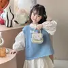 Bolsas para Niños 2025 Nuevo Bolso de Mano de Verano Moda Patrón de Paja Costura Diagonal Informal de Moda Bolso Cruzado para Niñas