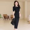 2026 Nuevo Estilo de Verano Moda Femenina Diseño Moderno Hueco Mangas Abullonadas Ajustado Negro Vestido de Longitud Media 30112