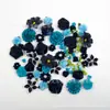 Promoção Quente AliExpress 78 Peças Flores de Tecido Feitas à Mão Azul Lago Misturado Azul Safira Decalques Terno DIY Sapatos e Chapéus Acessórios de Roupa