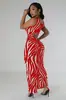 Td2768 Verano Europeo y Americano Transfronterizo Amazon Ropa de Mujer Patrón de Cebra Elegante Falda Larga Vestido de Dos Usos sin Espalda