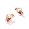 Brincos de tarracha criativos estilo coreano novos Romanos Digitais com incrustação de diamante ouro rosa Super Brilhantes de aço titânio brincos femininos anel duplo joia fashion