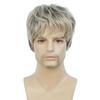 Comercio Exterior Pelucas Europeas y Americanas para Hombre, Pelo Corto Esponjoso con Estilo, Pelucas de Fibra Sintética Negra y Dorada, Pelucas para Hombre al por Mayor