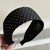 Faixa de Cabeça Fashion de Alta Qualidade, Novos Acessórios de Cabelo, Faixa de Cabeça Pequena Floral com Bolinhas Pretas e Brancas de Aba Larga, Grampo de Cabelo para Lavar o Rosto