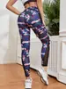 Pantalones Deportivos Estampados Digitales de Primavera y Otoño, Pantalones de Yoga con Parches de Malla Camuflada para Mujer, Pantalones Ajustados de Running de Secado Rápido