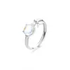 Anillo Cola de Pez Gatito Súper Lindo Amanecer de Primavera Regalo Qixi para Mejor Amiga Anillo de Gato con Piedra Lunar de Colores