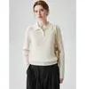 Suéter 100% lana para mujer, nueva colección otoño 2026, polo liso casual y minimalista, elegante suéter de punto trenzado