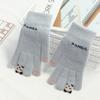 Guantes de otoño e invierno para estudiantes, bonitos guantes de invierno de felpa de lana a prueba de frío con punta de dedo de panda tejidos con pantalla táctil cálidos