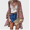 Mulheres 2024 Europeu e Americano Tendência Transfronteiriça Nova Moda Casual Férias Morcego Manga Comprida Cardigan Impresso Top
