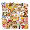 50 Lindos Pegatinas de Graffiti de Comida para Decorar Maletas, Maletas de Motocicleta, Cuadernos, Pegatinas Impermeables