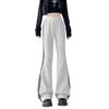 Pantalones de Campana Americanos de Tres Barras para Mujer Primavera y Verano Nuevos de Cintura Alta con Caída Aspecto Adelgazante Algodón Chino Deportivos de Longitud Completa Herradura Casuales