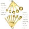 Conjunto de Colheres de Aço Inoxidável Metal Ponta Quadrada Cauda Quadrada Colheres Medidoras Utensílios de Confeitaria Ferramentas de Cozinha Atacado Redondo