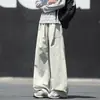 Pantalones Cargo Paracaidistas Estilo Americano 2026 Otoño para Hombre, Cintura Elástica con Cordón, Pierna Ancha Recta, Largos hasta el Suelo, Pantalones Casuales