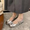 Sapatos femininos estilo francês, bico quadrado, boca rasa, sapatos baixos, primavera e outono, novos sapatos Beans, sapatos femininos estilo fada Mary Jane 2024