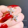 Pendientes de aguja de plata s925, moda simple, con garra de diamante completo, copo de nieve de diamante, incrustaciones de circonita, diseño de nicho, joyería para la oreja, venta al por mayor