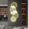 Estilo crema mural moderno para porche tallado flores luz atmosférica LED avanzada pintura de luz pared de fondo de pasillo