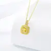 Pequeños aretes de botón cuadrados de azúcar citrino, aretes de diseño nicho, pequeños exquisitos, collar de alto sentido, juego de anillo