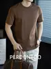 Camiseta Básica de Manga Corta de Algodón Puro Pesado 320g para Hombre, Algodón Peinado de Alta Calidad, Transpirable, Holgada, Cuello Redondo, Color Sólido