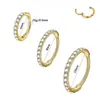 Anillo para la Nariz de Acero Inoxidable Chapado Eléctricamente Tallado Finamente con Circonita Blanca, Anillo para el Cartílago Lateral de la Oreja, Aro Multifuncional Cerrado, Joyería para Piercings
