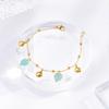 Pulseira de ouro de alta qualidade com pedra verde simples, elegante, retrô, acessórios franceses de nicho, atacado, pulseira de peixe pequeno de aço inoxidável para mulheres