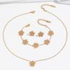 Collar Moda Mujer Elegante Rosa Trébol de Cinco Hojas Collar de Diamantes Europeo y Americano Transfronterizo Pulsera Aretes Traje Joyería