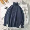 Ropa de punto de cuello alto para otoño e invierno para hombre de color liso holgada engrosada prenda interior de punto versátil para estudiantes estilo coreano Trbottomyy personalizada de manga larga