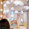 Cortina de porta de nuvem branca estilo creme fofo decoração suspensa fofa estilo ins japonês cortina suspensa quarto de criança decoração criativa casa