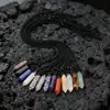 Piedra Natural Piedra Semipreciosa Amatista Ojo de Tigre Cristal Rosa Cono Hexagonal de Doble Punta Colgante DIY Collar Joyería Colgante Transfronterizo