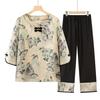 Conjunto de Verão da Vovó, Conjunto de Manga Curta para Mães, Conjunto de Duas Peças, Blusa Solta para Mulheres de Meia-Idade e Idosas, Roupa Casual para Senhora Idosa