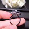Zhen Rong AliExpress wish anillo de compromiso para mujer de oro blanco de 18 quilates chapado con circonita de simulación de rosa en forma de corazón con diamantes completos más vendido