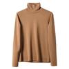 Camiseta de algodón elástico sedoso para mujer, dos solapas, manga larga, cuello alto, camiseta básica, top de invierno uY439063 449864