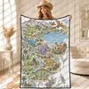 Manta con diseño de mapa de animales transfronterizo, hecha a medida, superventas en Amazon para niños y adultos, manta para pintar y garabatear a mano DIY