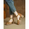 Sandalias Romanas de Tacón Alto Adelgazantes que Aumentan la Estatura para Mujer Chuyuji, Súper Cómodas con Sensación Acolchada, Sandalias Cerradas Color Albaricoque Estilo Coreano