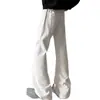 Jeans Bootcut Blancos Otoño 2025 para Hombre Estilo Americano High Street Extendido Holgado Pierna Recta Acampanados Pantalones Casuales