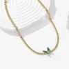 Colar Simples e Elegante de Borboleta Verde, Colar de Aço Titânio Banhado a Ouro 18K Não Desbota, Joia Feminina da Moda