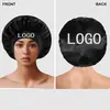 Gorro de satén para dormir de Amazon con logo personalizado, talla, impresión digital, color, gorro para el pelo, gorro de ducha, gorro de dormir de ala ancha, gorro para el cuidado del cabello