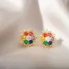 Pendientes de Zirconia de Colores Estilo Europeo y Americano, Simples y Lujosos, de Alta Gama y Elegantes, Pendientes Versátiles, Nuevo Modelo Transfronterizo, Directo de la Fábrica Fuente