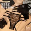 Nueva Serie Leopardo Negro Encaje Puro Deseo Sexy Estilo Francés Tanga para Mujer