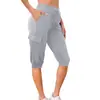 Pantalones de Yoga Deportivos de Manga Corta Ajustados de Cintura Alta con Cordón y Bolsillos Múltiples, Estilo Europeo y Americano Transfronterizo para el Verano 2024, Moda