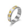 Anillo de acero de titanio giratorio con estampado de palmeras y cachorros, estilo neutro transfronterizo, con personalidad de nicho, para hombres y mujeres, joyería